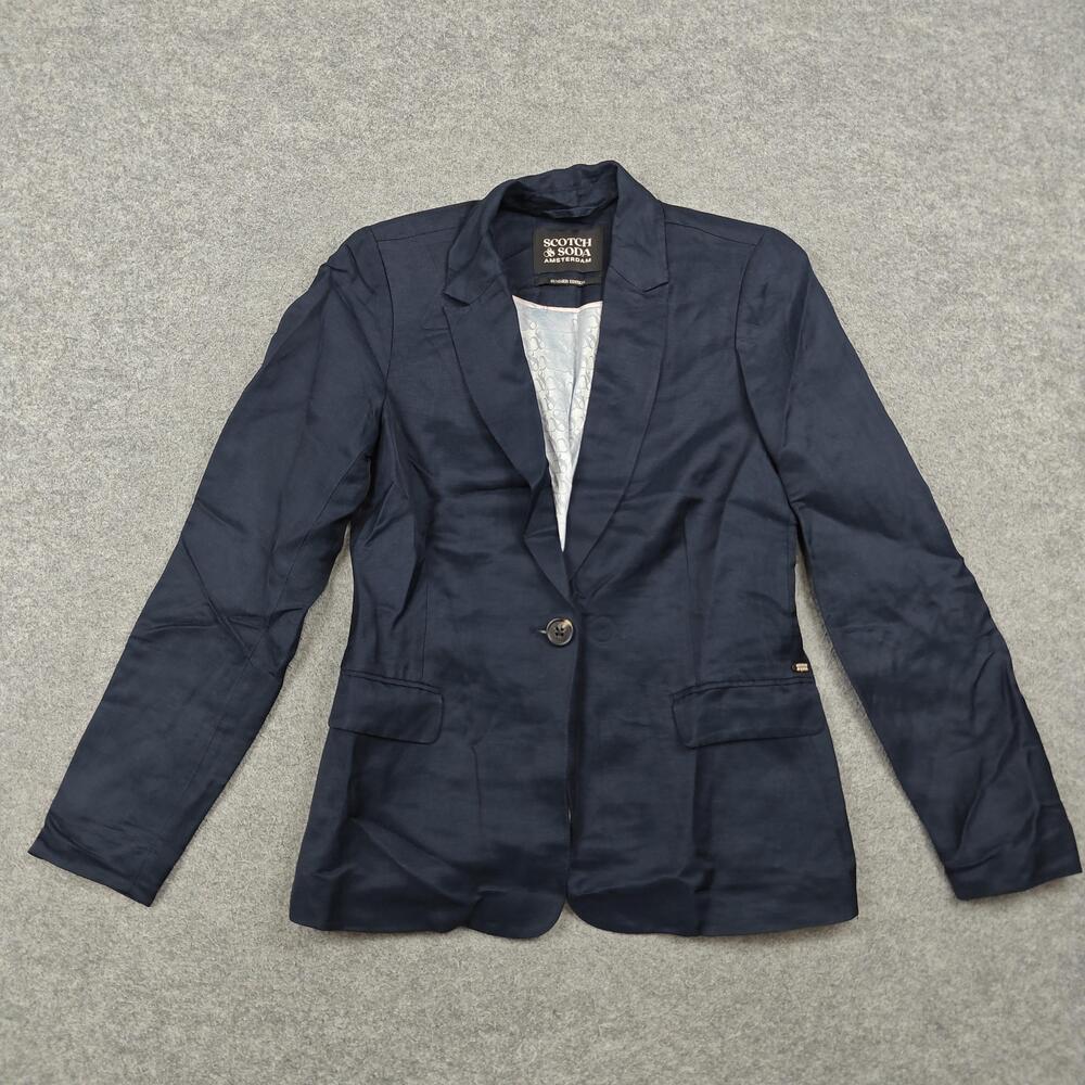 Scotch & Soda Blazer Womens XS Blue Lined Tailored Lightweight Jacket Summer
